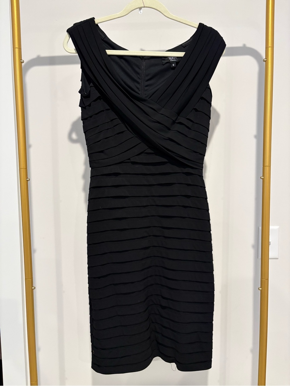 Vintage Classic Black Sleeveless Pleated Sheath Dress